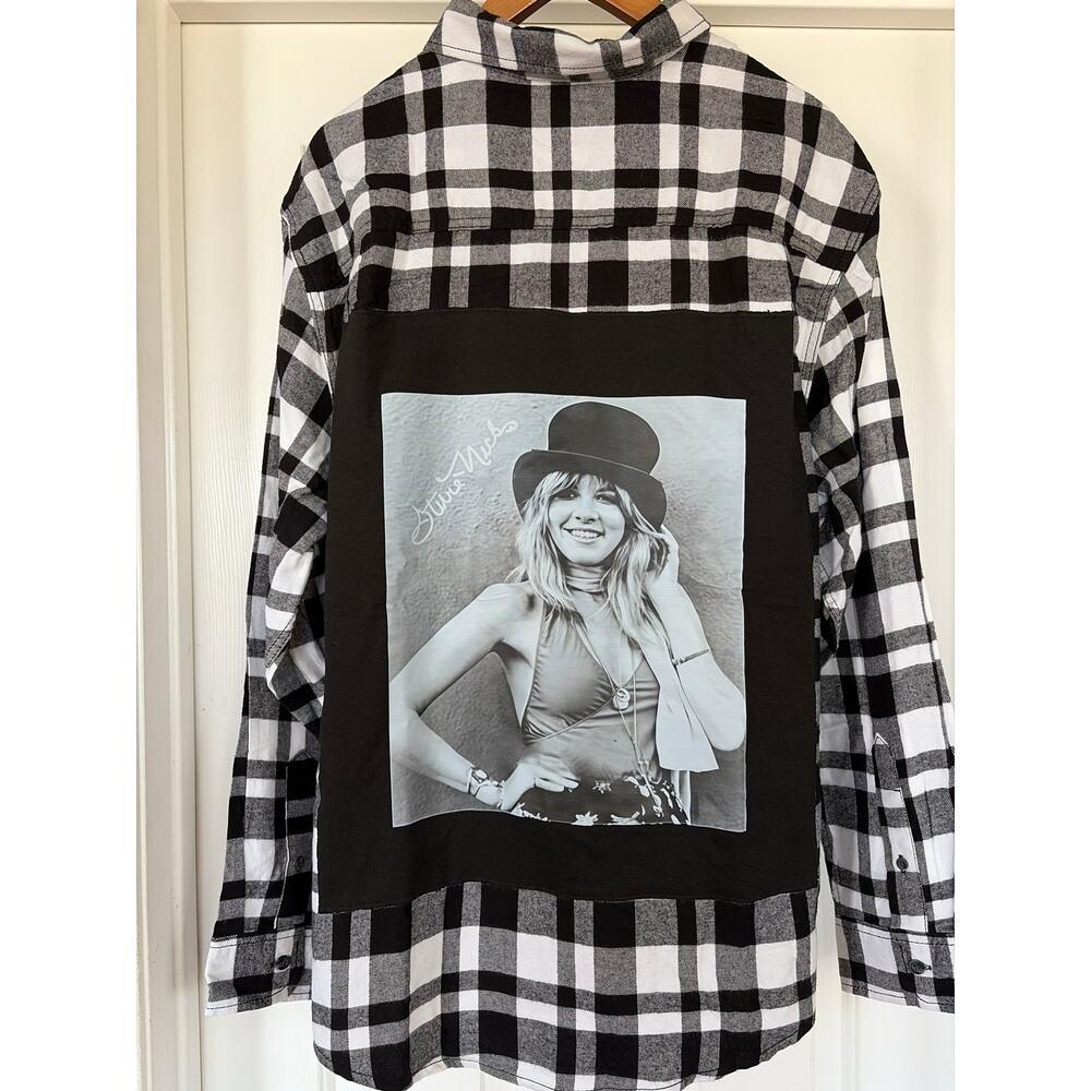 Stevie Nicks Upcycled Flannel Shirt Top Unisex XL X-large